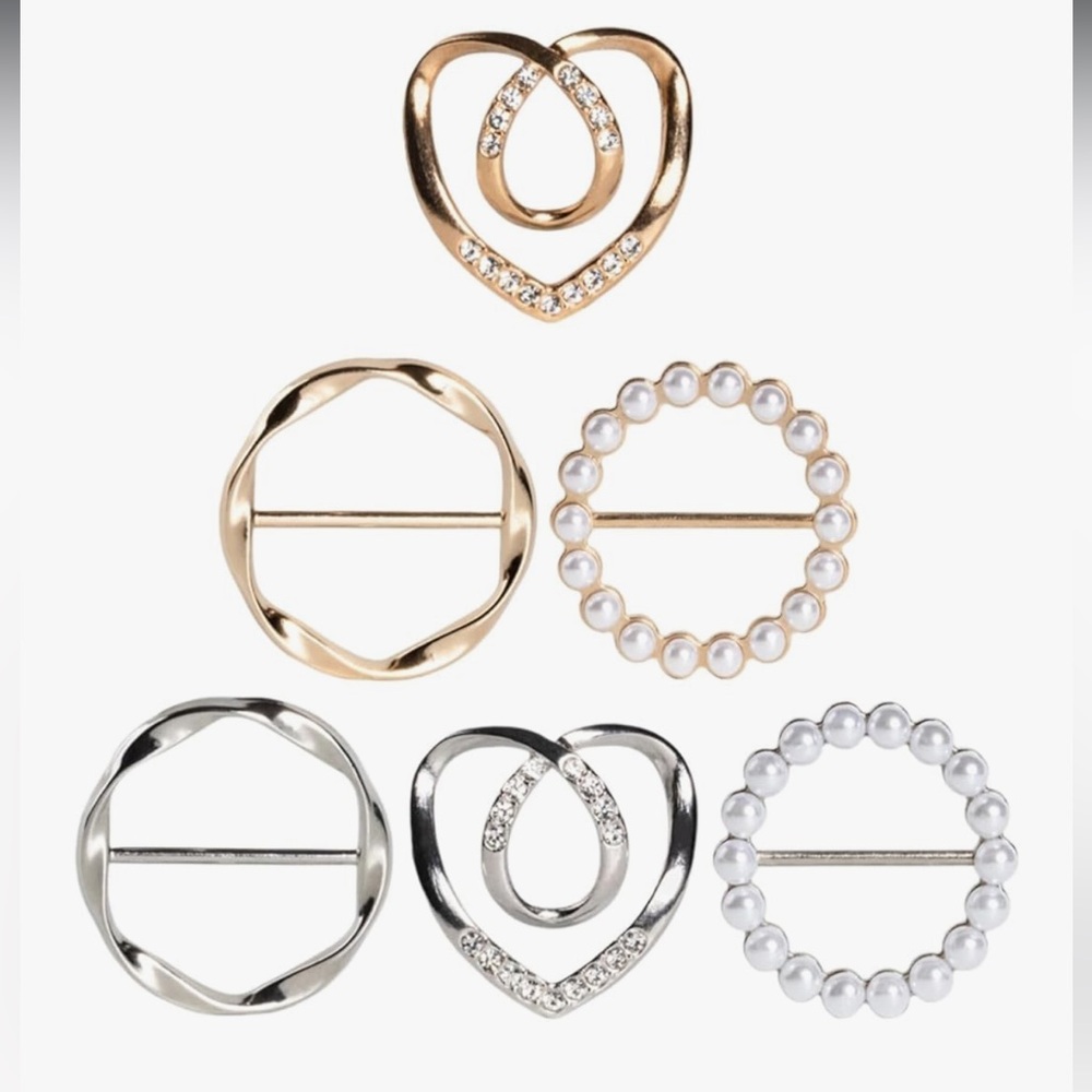 🆕 6PCS Cute Scarf Ring and Slides for Scarves, Premium T-Shirt Clips